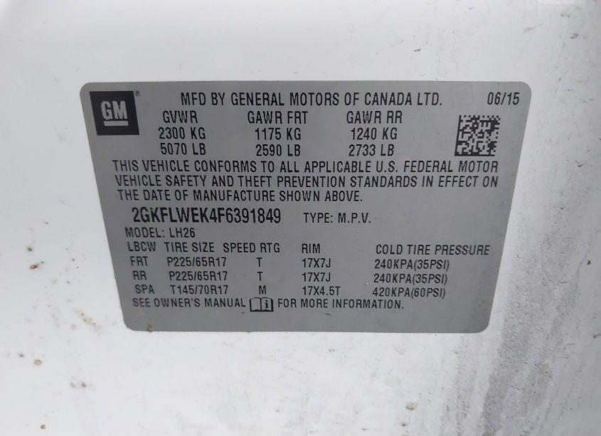 Photo 9 of 2015 Gmc Terrain SLE-2 (VIN 2GKFLWEK4F6391849)