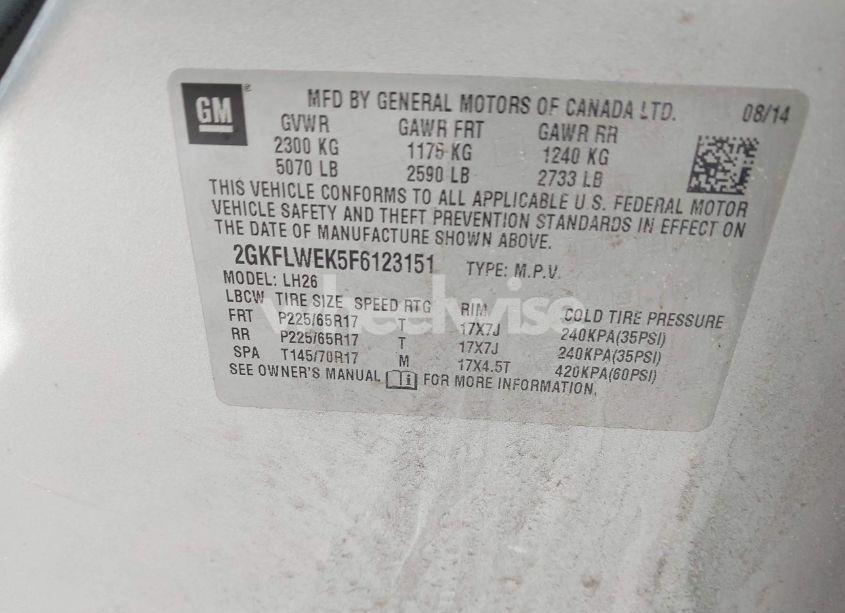 Photo 9 of 2015 Gmc Terrain SLE-2 (VIN 2GKFLWEK5F6123151)