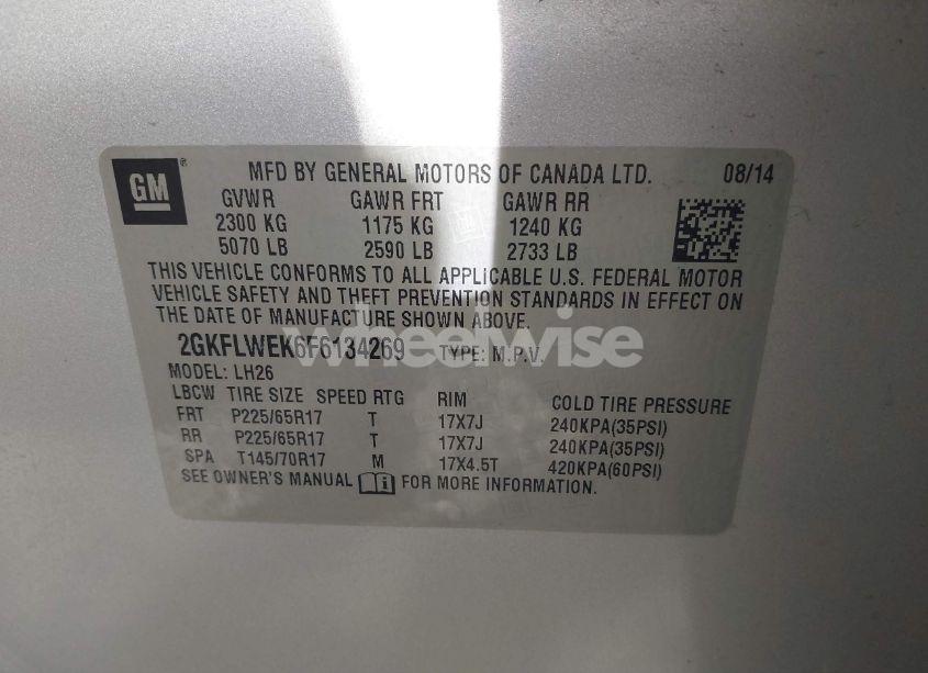 Photo 9 of 2015 Gmc Terrain SLE-2 (VIN 2GKFLWEK6F6134269)