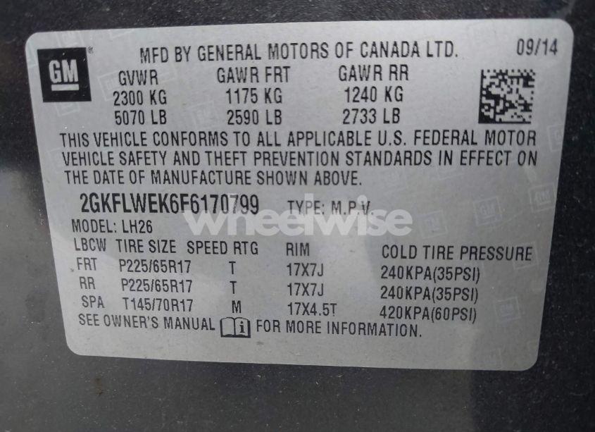 Photo 9 of 2015 Gmc Terrain SLE-2 (VIN 2GKFLWEK6F6170799)