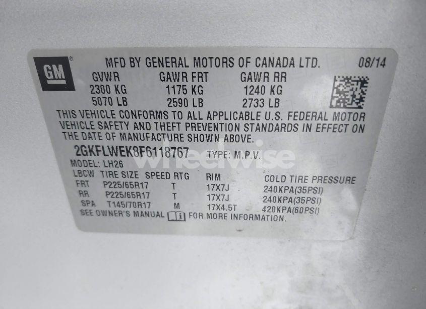 Photo 9 of 2015 Gmc Terrain SLE-2 (VIN 2GKFLWEK8F6118767)