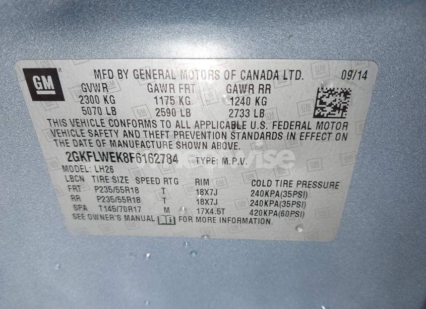 Photo 9 of 2015 Gmc Terrain SLE-2 (VIN 2GKFLWEK8F6162784)