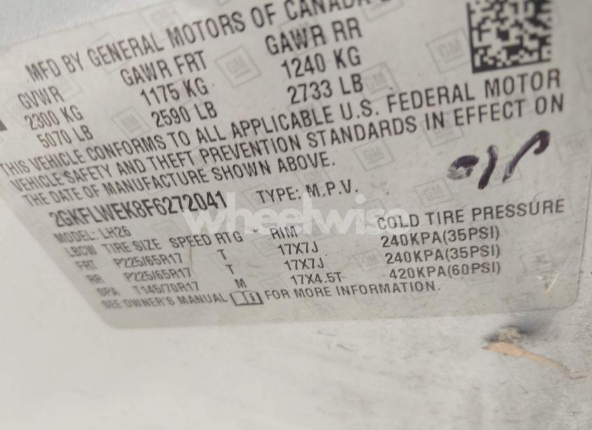 Photo 9 of 2015 Gmc Terrain SLE-2 (VIN 2GKFLWEK8F6272041)