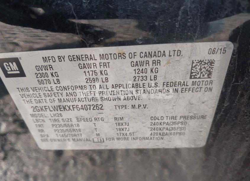 Photo 9 of 2015 Gmc Terrain SLE-2 (VIN 2GKFLWEKXF6407262)