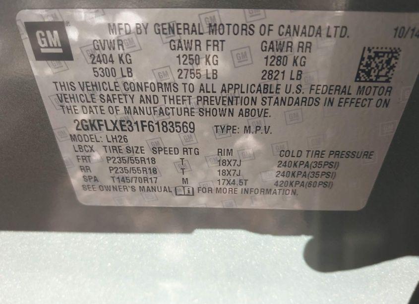 Photo 9 of 2015 Gmc Terrain SLT-1 (VIN 2GKFLXE31F6183569)