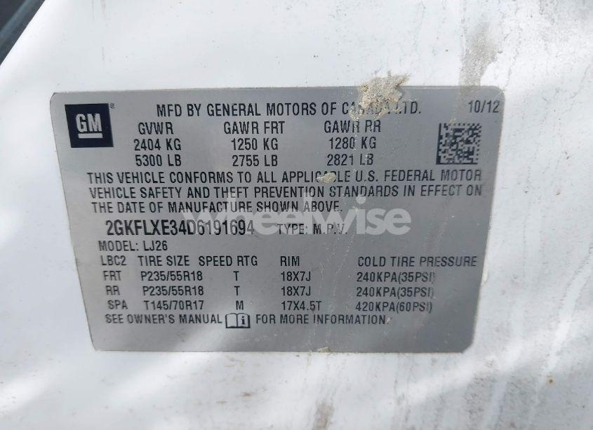 Photo 9 of 2013 Gmc Terrain SLT-2 (VIN 2GKFLXE34D6191694)