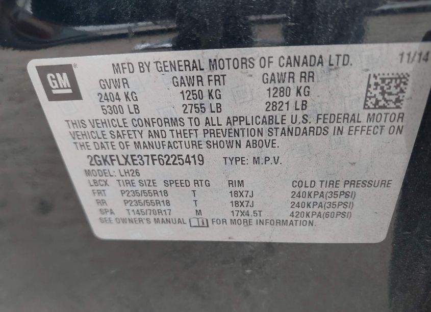 Photo 9 of 2015 Gmc Terrain SLT-1 (VIN 2GKFLXE37F6225419)