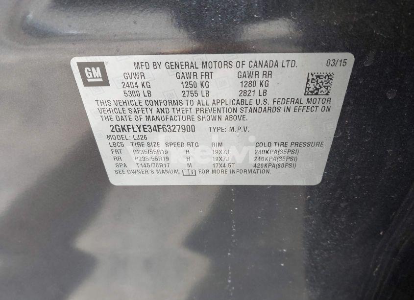 Photo 9 of 2015 Gmc Terrain SLT-2 (VIN 2GKFLYE34F6327900)