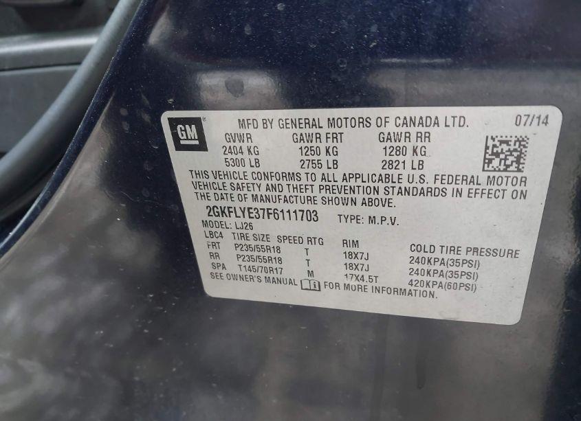 Photo 9 of 2015 Gmc Terrain SLT-2 (VIN 2GKFLYE37F6111703)