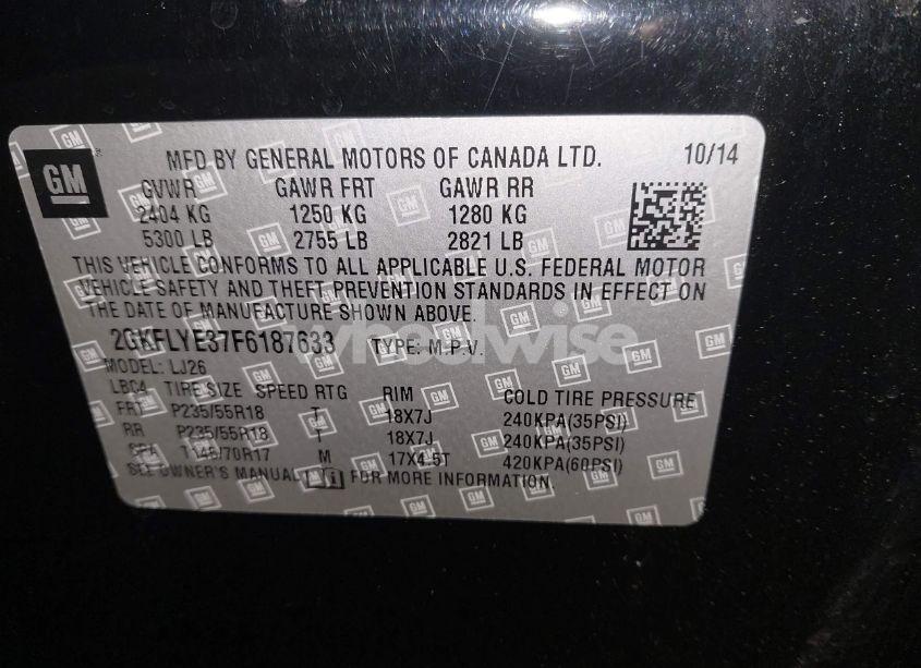 Photo 9 of 2015 Gmc Terrain SLT-2 (VIN 2GKFLYE37F6187633)