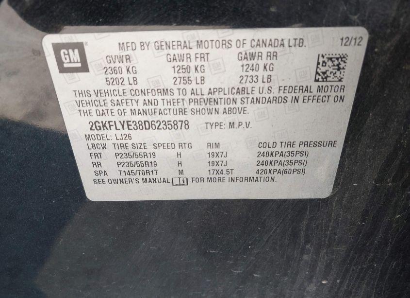 Photo 9 of 2013 Gmc Terrain DENALI (VIN 2GKFLYE38D6235878)