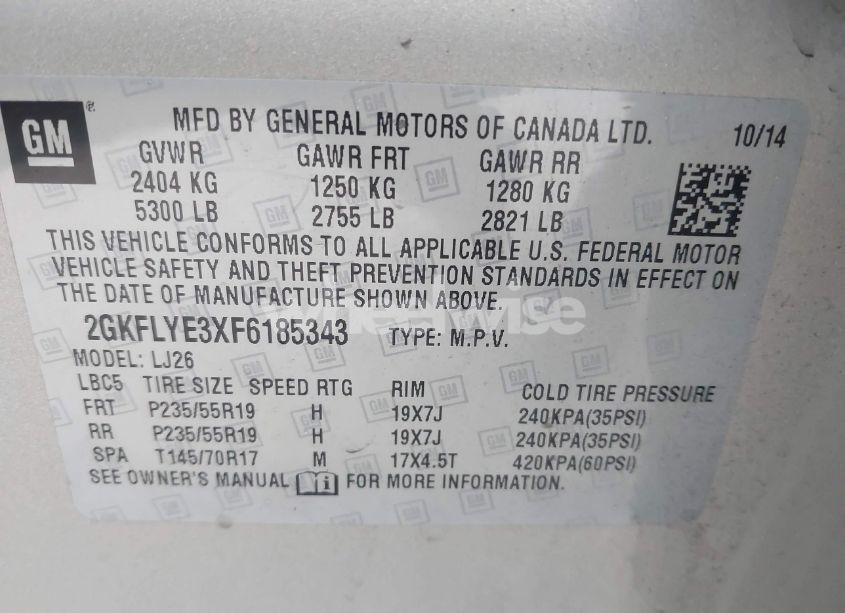 Photo 9 of 2015 Gmc Terrain SLT-2 (VIN 2GKFLYE3XF6185343)