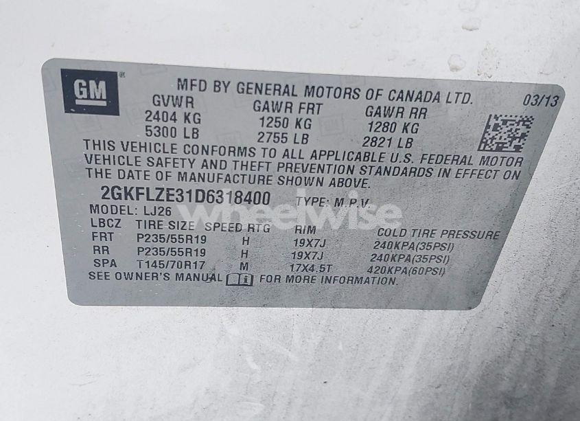 Photo 9 of 2013 Gmc Terrain DENALI (VIN 2GKFLZE31D6318400)