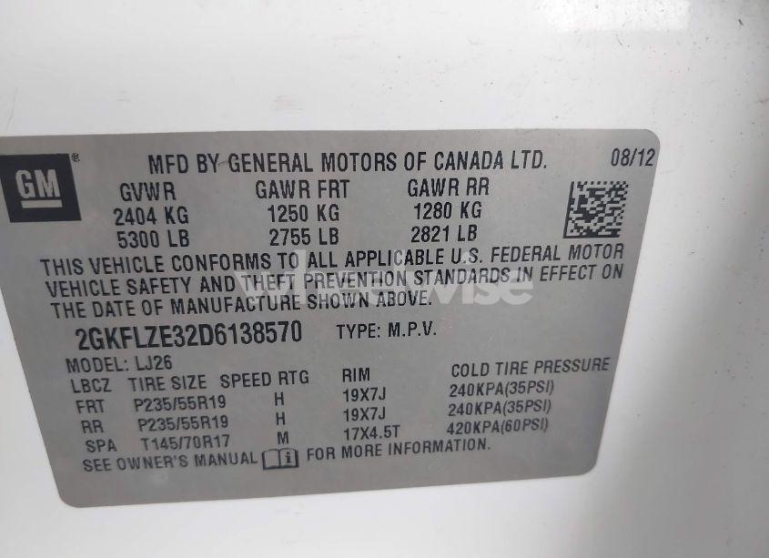 Photo 9 of 2013 Gmc Terrain DENALI (VIN 2GKFLZE32D6138570)