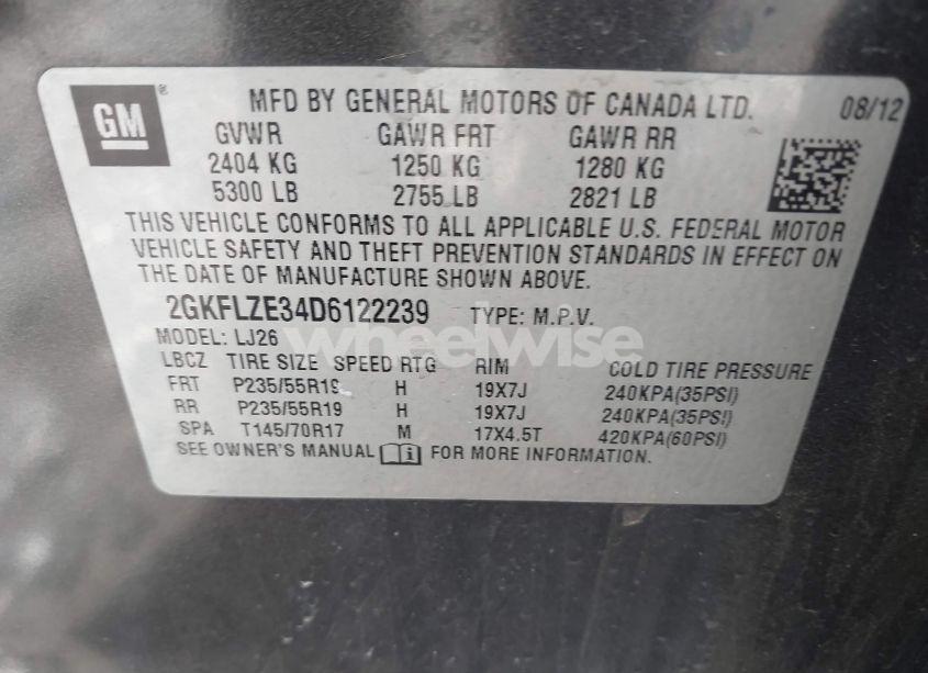 Photo 9 of 2013 Gmc Terrain DENALI (VIN 2GKFLZE34D6122239)