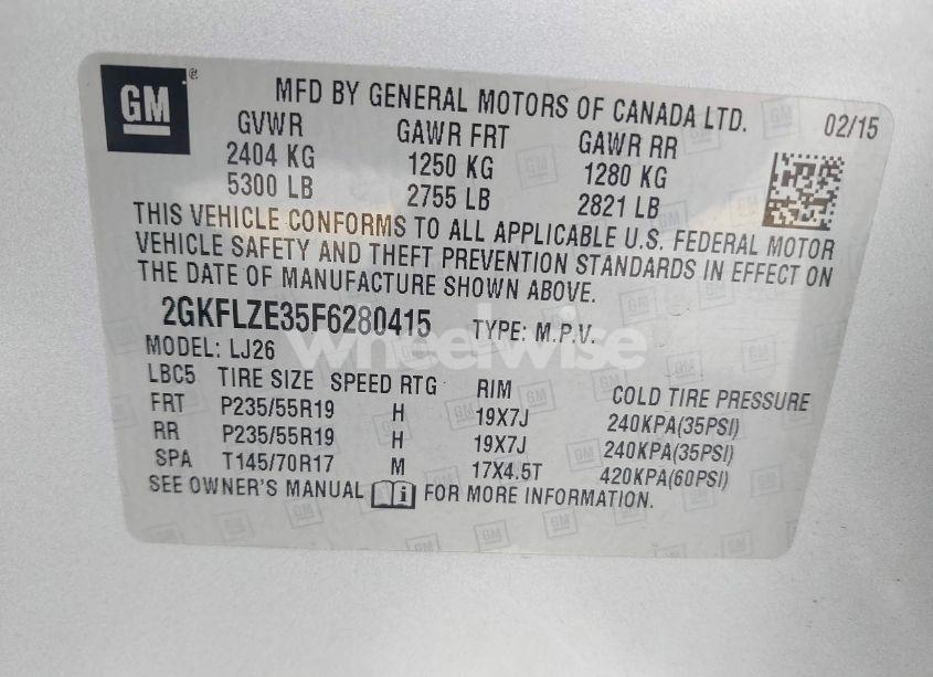 Photo 9 of 2015 Gmc Terrain DENALI (VIN 2GKFLZE35F6280415)