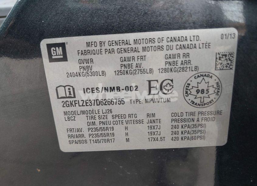 Photo 9 of 2013 Gmc Terrain DENALI (VIN 2GKFLZE37D6266755)