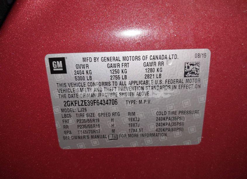 Photo 9 of 2015 Gmc Terrain DENALI (VIN 2GKFLZE39F6434706)