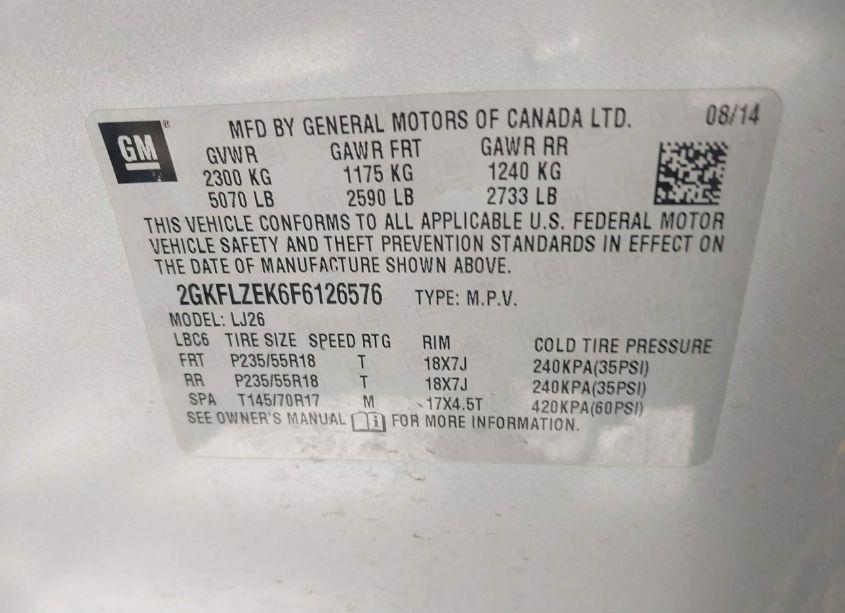 Photo 9 of 2015 Gmc Terrain DENALI (VIN 2GKFLZEK6F6126576)