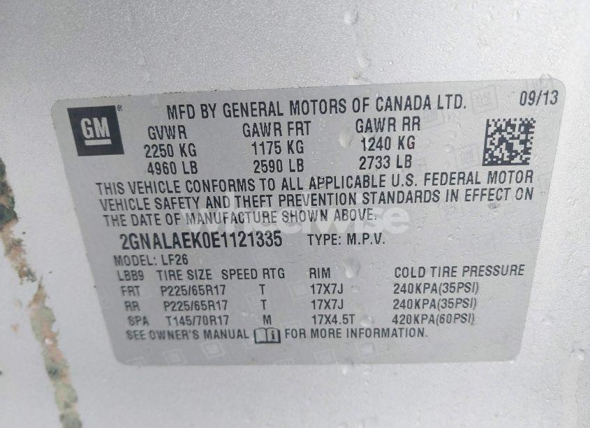 Photo 9 of 2014 Chevrolet Equinox LS (VIN 2GNALAEK0E1121335)