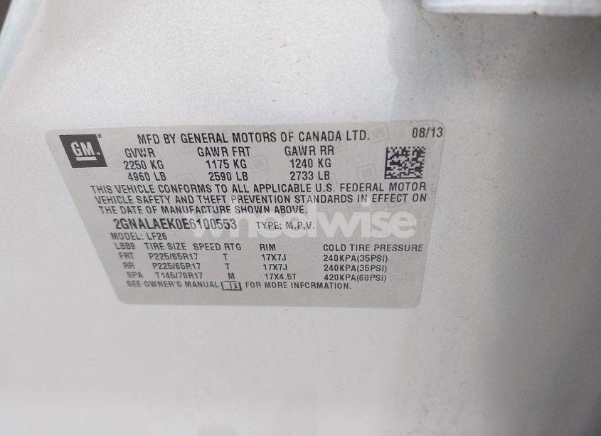 Photo 9 of 2014 Chevrolet Equinox LS (VIN 2GNALAEK0E6100553)