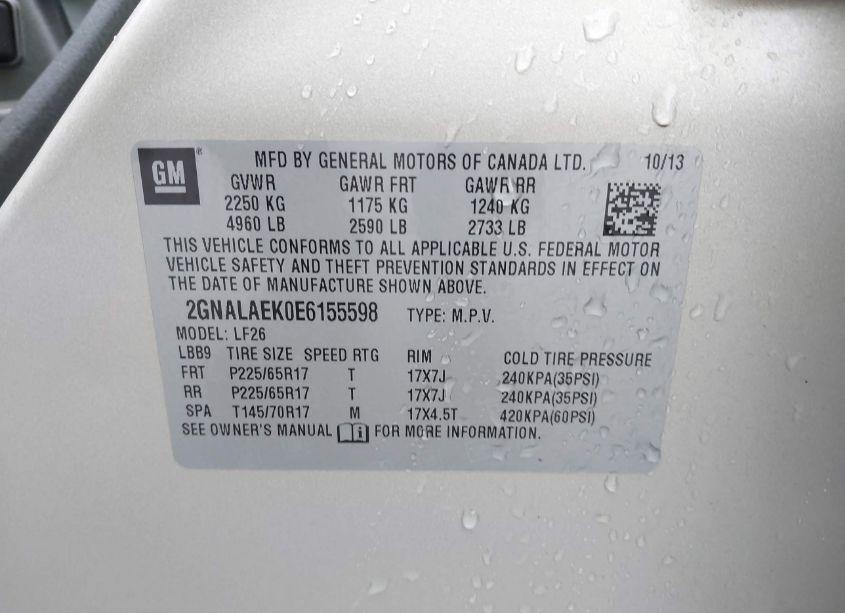 Photo 9 of 2014 Chevrolet Equinox LS (VIN 2GNALAEK0E6155598)