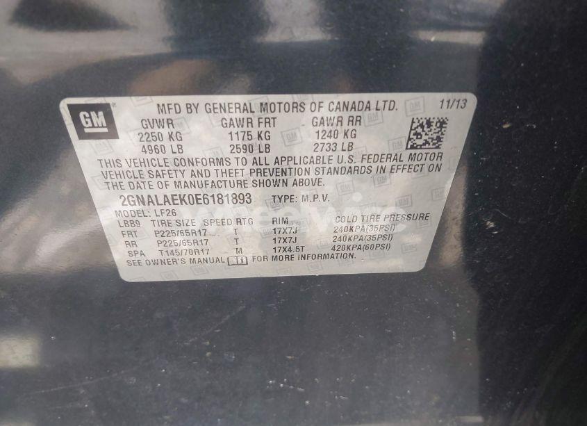 Photo 9 of 2014 Chevrolet Equinox LS (VIN 2GNALAEK0E6181893)