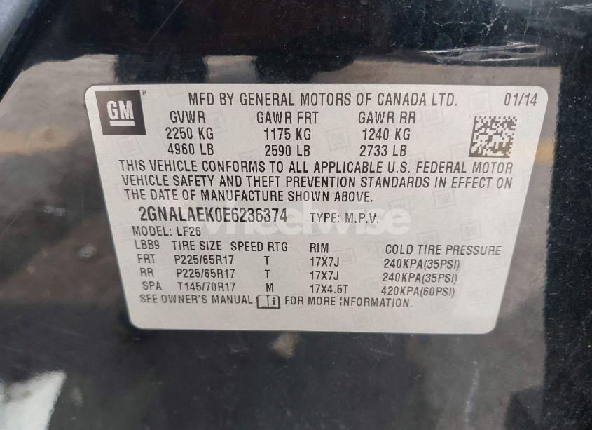 Photo 9 of 2014 Chevrolet Equinox LS (VIN 2GNALAEK0E6236374)