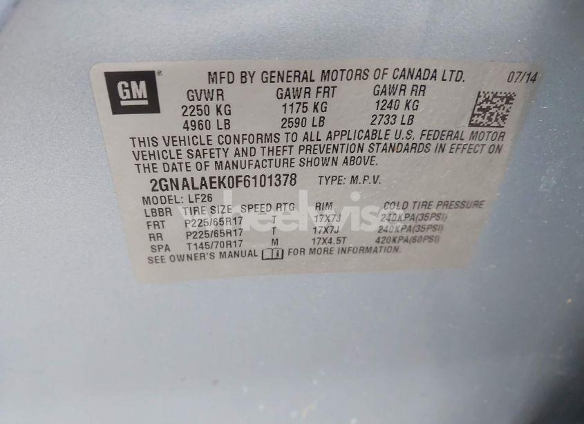 Photo 9 of 2015 Chevrolet Equinox LS (VIN 2GNALAEK0F6101378)