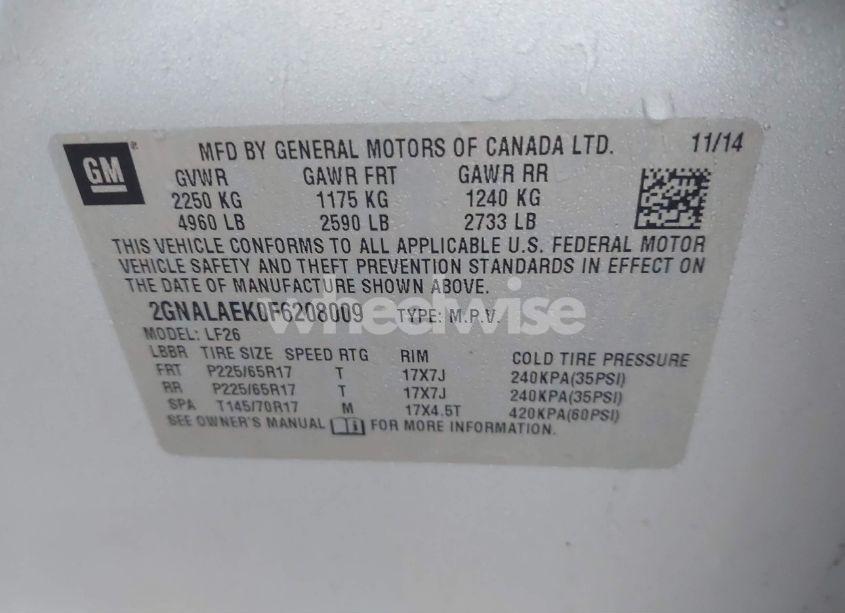 Photo 9 of 2015 Chevrolet Equinox LS (VIN 2GNALAEK0F6208009)