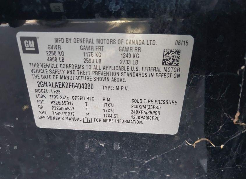 Photo 9 of 2015 Chevrolet Equinox LS (VIN 2GNALAEK0F6404080)