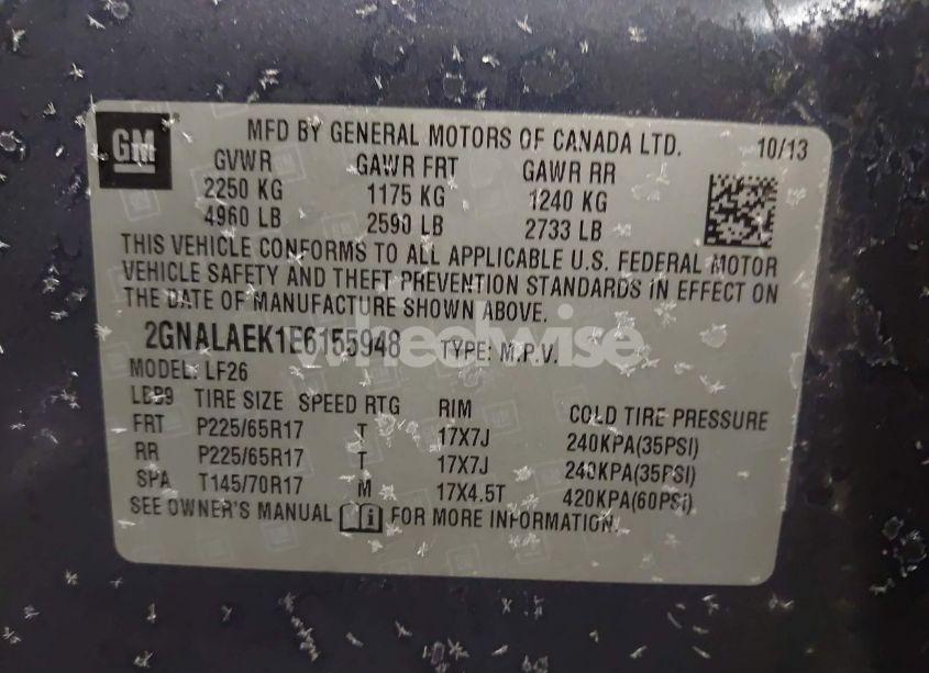 Photo 9 of 2014 Chevrolet Equinox LS (VIN 2GNALAEK1E6155948)