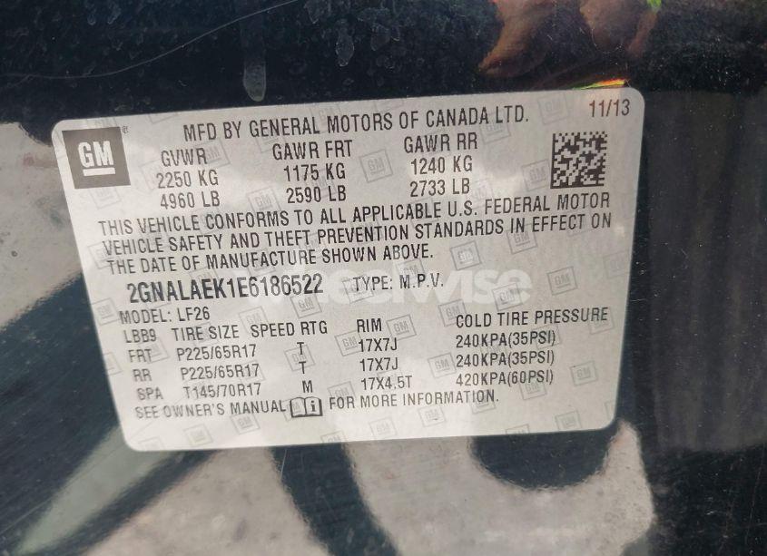 Photo 9 of 2014 Chevrolet Equinox LS (VIN 2GNALAEK1E6186522)