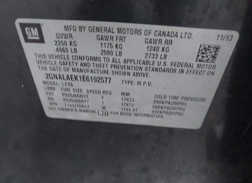 Photo 9 of 2014 Chevrolet Equinox LS (VIN 2GNALAEK1E6192577)