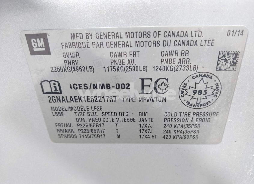 Photo 9 of 2014 Chevrolet Equinox LS (VIN 2GNALAEK1E6221737)