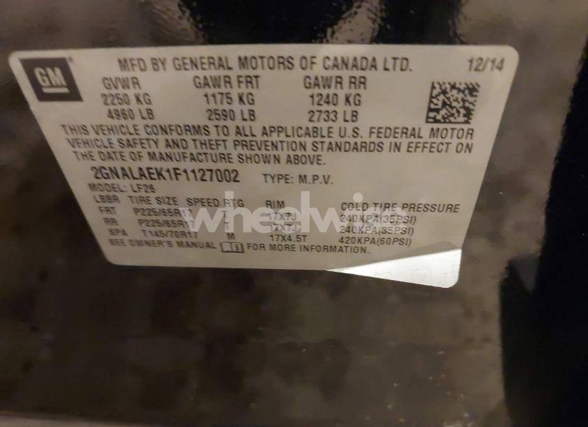 Photo 9 of 2015 Chevrolet Equinox LS (VIN 2GNALAEK1F1127002)