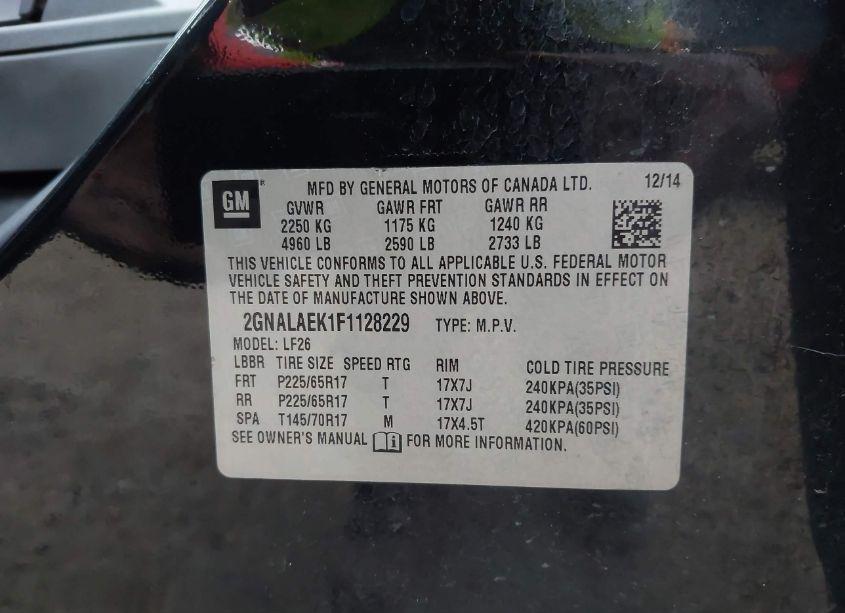 Photo 9 of 2015 Chevrolet Equinox LS (VIN 2GNALAEK1F1128229)