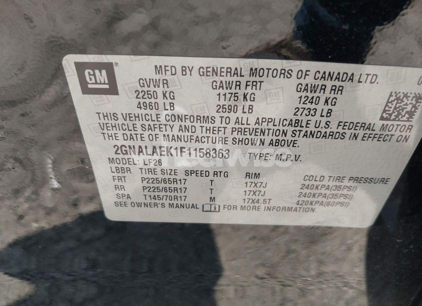 Photo 9 of 2015 Chevrolet Equinox LS (VIN 2GNALAEK1F1158363)