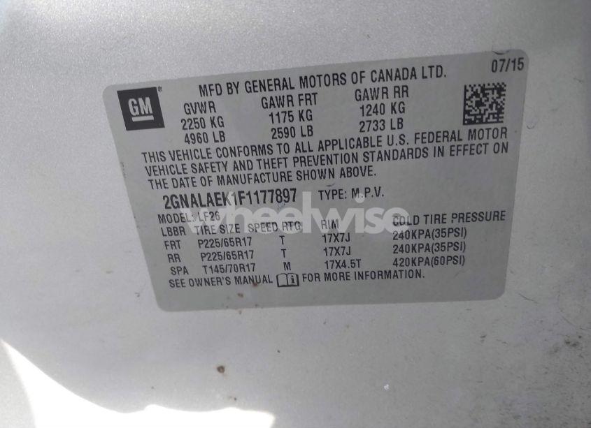 Photo 9 of 2015 Chevrolet Equinox LS (VIN 2GNALAEK1F1177897)