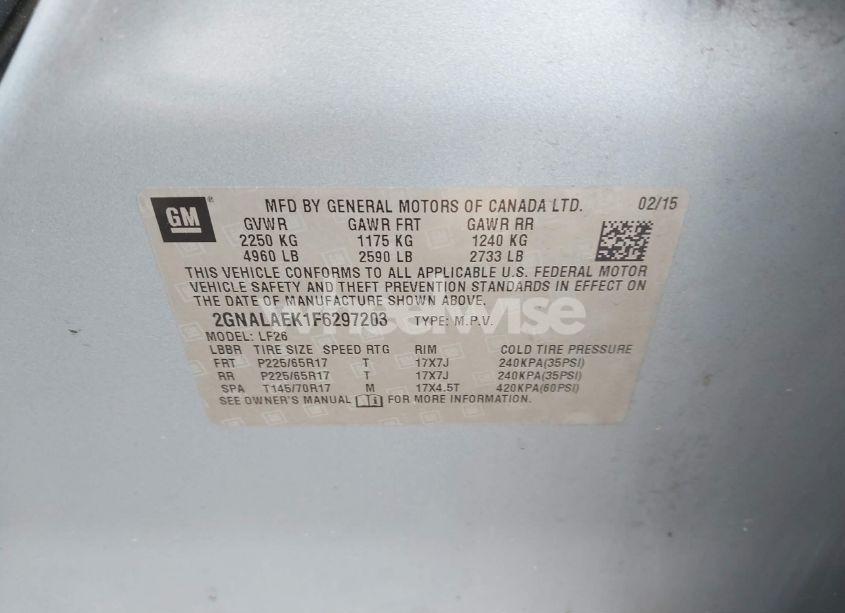 Photo 9 of 2015 Chevrolet Equinox LS (VIN 2GNALAEK1F6297203)