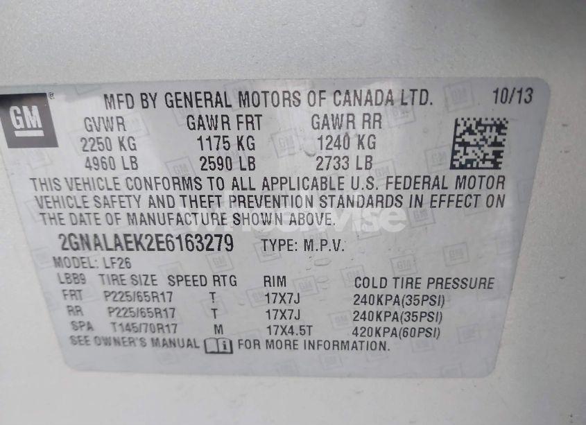 Photo 9 of 2014 Chevrolet Equinox LS (VIN 2GNALAEK2E6163279)