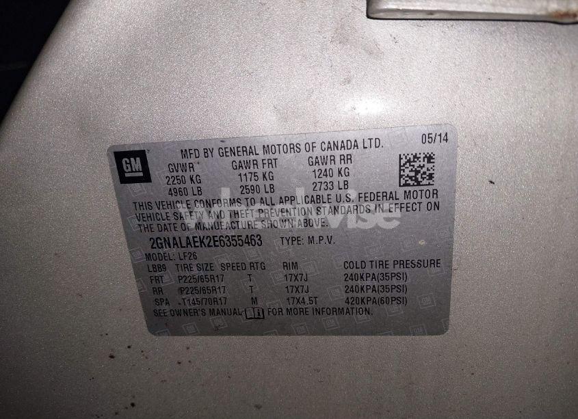 Photo 9 of 2014 Chevrolet Equinox LS (VIN 2GNALAEK2E6355463)