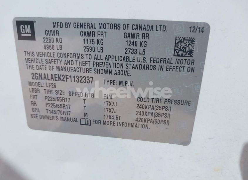 Photo 9 of 2015 Chevrolet Equinox LS (VIN 2GNALAEK2F1132337)