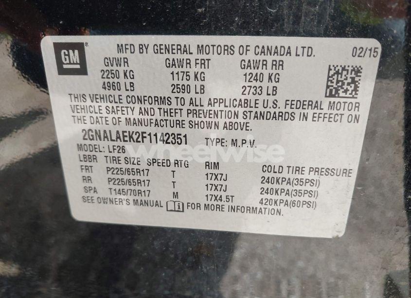 Photo 9 of 2015 Chevrolet Equinox LS (VIN 2GNALAEK2F1142351)