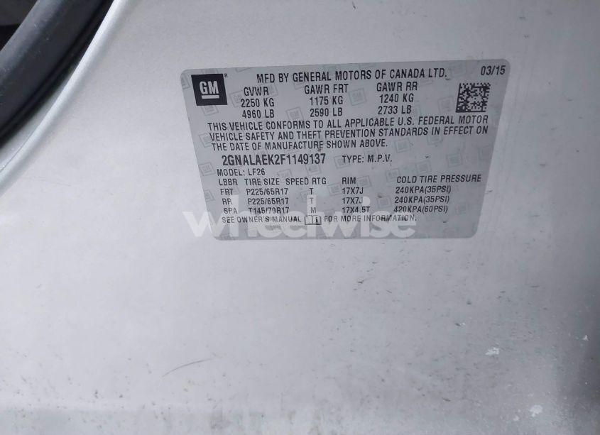 Photo 9 of 2015 Chevrolet Equinox LS (VIN 2GNALAEK2F1149137)