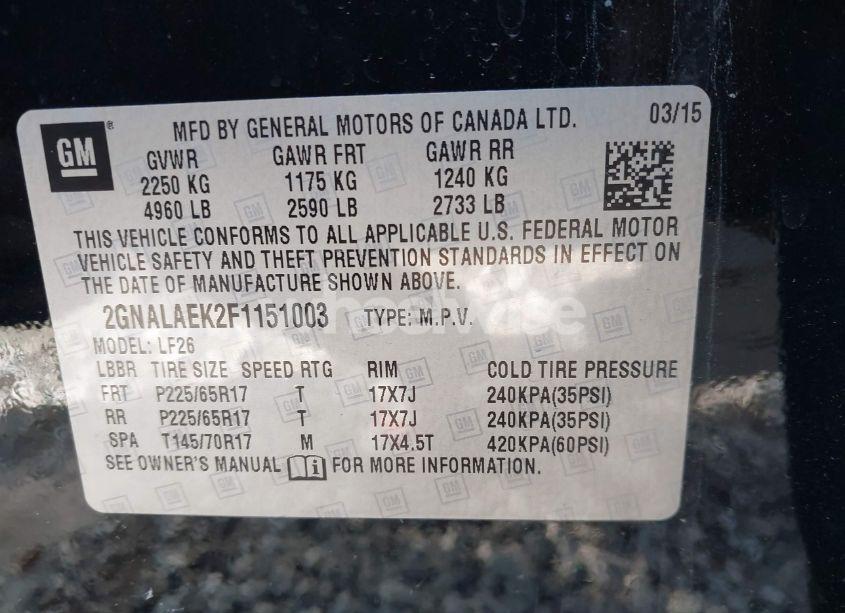 Photo 9 of 2015 Chevrolet Equinox LS (VIN 2GNALAEK2F1151003)