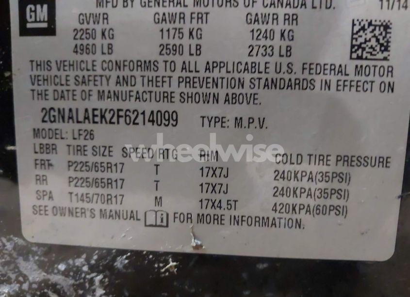 Photo 9 of 2015 Chevrolet Equinox LS (VIN 2GNALAEK2F6214099)
