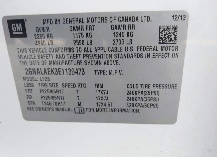 Photo 9 of 2014 Chevrolet Equinox LS (VIN 2GNALAEK3E1139473)