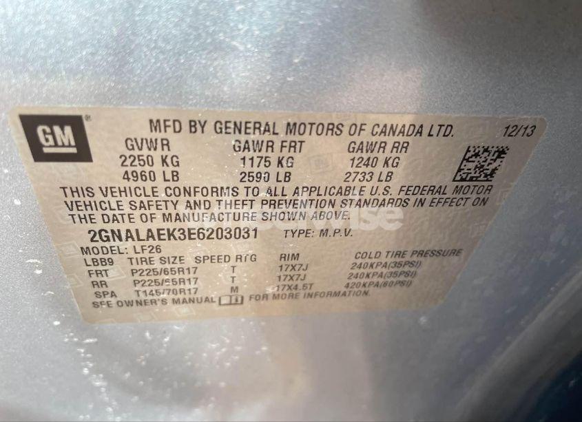 Photo 9 of 2014 Chevrolet Equinox LS (VIN 2GNALAEK3E6203031)