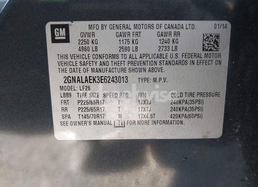 Photo 9 of 2014 Chevrolet Equinox LS (VIN 2GNALAEK3E6243013)